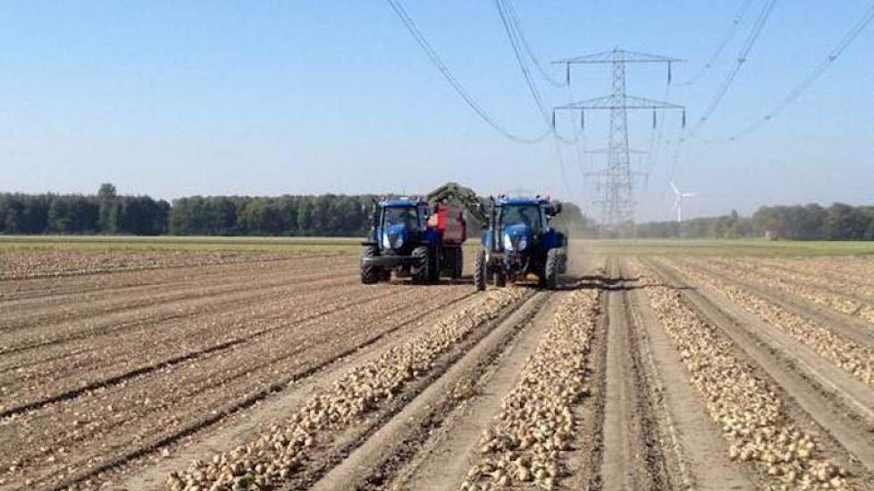 Zijn collega Jaap Jonker heeft ook een foto gemaakt van het laden van Hytech: ‘Wederom een prachtige dag om uien te laden. Hytech in Swifterbant: grof en kilo’s.’
