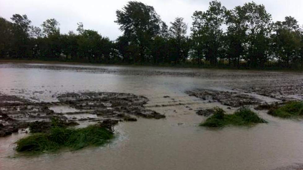 De sloten zijn vol, het water van het land kan nauwelijks weg, laat Peter Vroegindeweij weten.