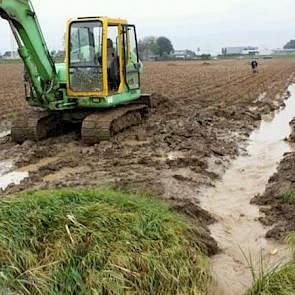 Dit perceel is in de eerste week van september nog beregend, nu moeten we het in de tweede week van oktober ontwateren, twittert Novifarm uit Numansdorp.’Ons laatste perceel aardappelen is voor eenderde verloren.’ Ook Joost van der Eijk uit Dordrecht heef