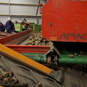 Het vuil wordt afgevoerd. 'We willen de aardappelen netjes afleveren', vertelt Van Beek.