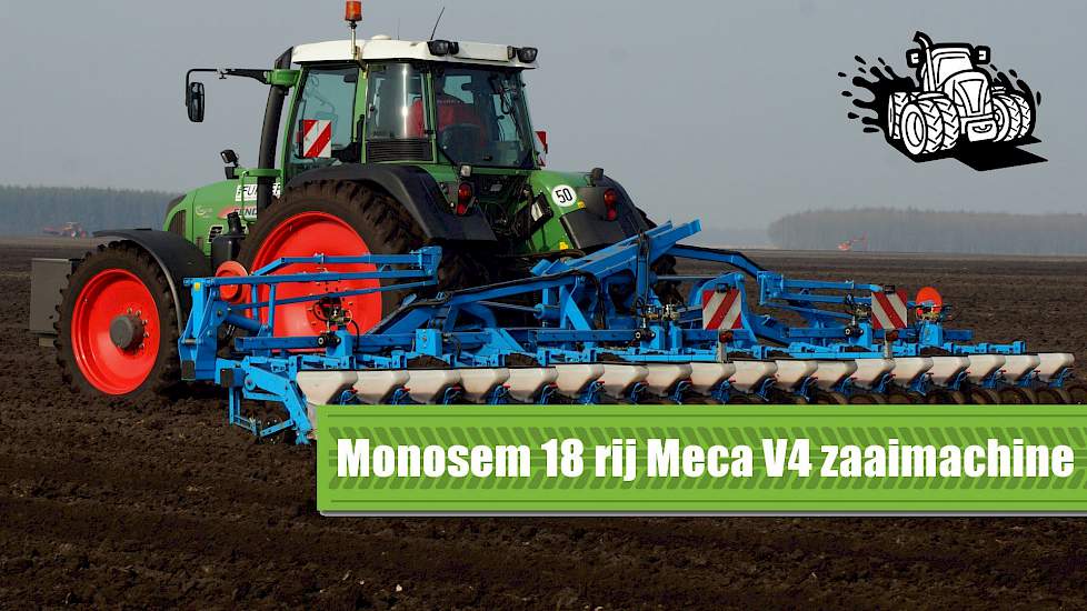 Monosem 18 rij Meca V4 bietenzaaimachine Loonbedrijf Fuhler Emmen Trekkerweb