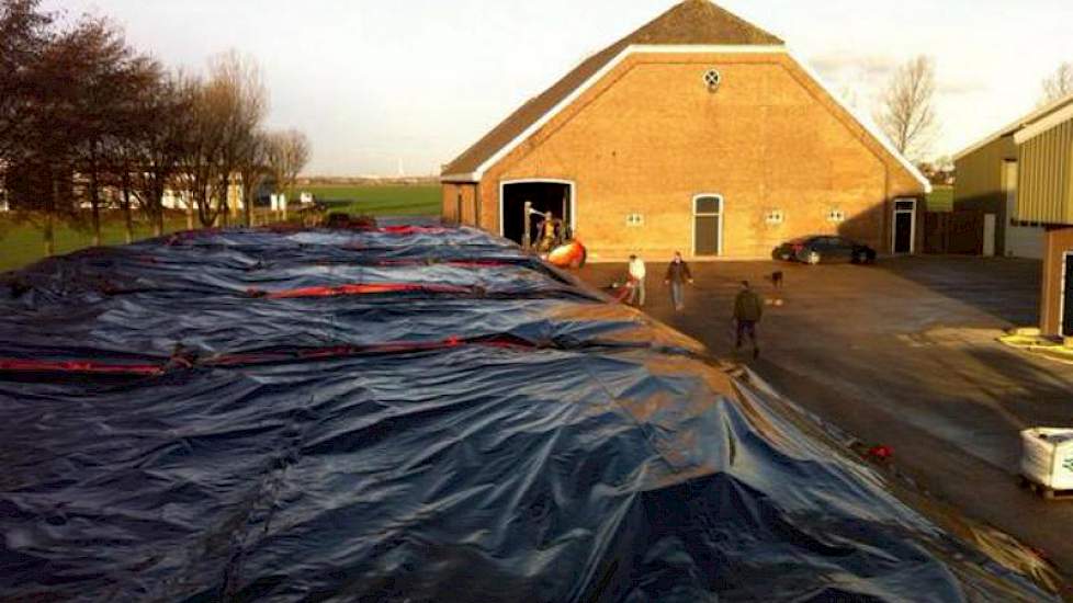Ook Hein van Elderen uit Haarlemmermeer heeft vandaag zijn suikerbieten ingepakt tegen de kou.
