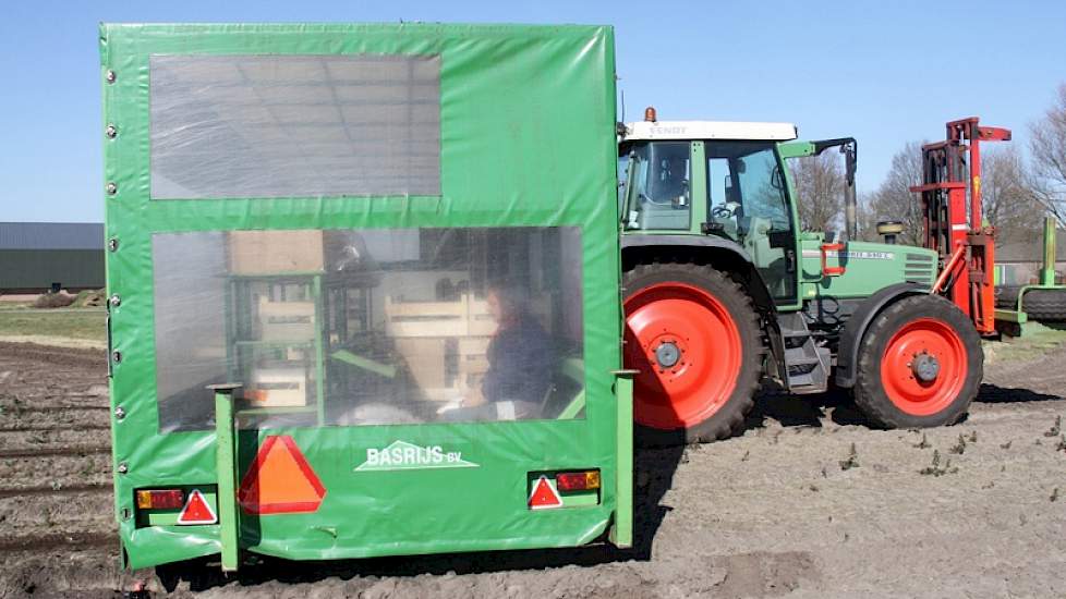 Van de aardbeienplanten El Santa gaan er vier op een meter, met vijf rijen tegelijk. Ze zijn bedoeld voor vermeedering. Een medewerker weet dat de bestemming deels is voor klanten, deels voor eigen gebruik. Eind juli en/of augustus worden de planten geroo