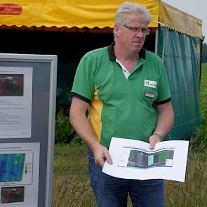 Jos Leenders van Agrifirm toont een kaart op basis van een luchtopname met de eBee-drone. Deze kaart is een paar uur eerder gemaakt.