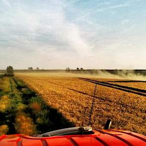 Ook de combine van Gerben Melissant is weer op het land te vinden.
