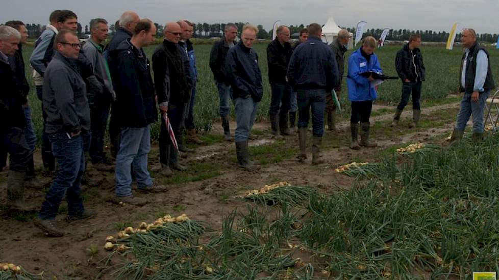 Bezoekers komen langs de rassen van Seminis. Aan het eind van de ochtend bleef het toch niet droog in Colijnsplaat.
