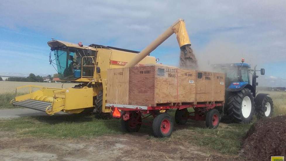 Nu het graszaad binnen is, volgt snel de tarwe. Verhage denkt in de loop van volgende week de vroegste tarwerassen te kunnen dorsen.