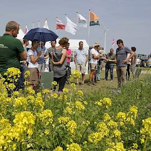 Sander Bernaerts van Naturim gaf uitleg over de resultaten met groenbemestersmengsels. Mengsels hebben een meerwaarde in de doorworteling en de opbouw van organische stof. Op een ander deel van de buitenpresentaties toonde het Wageningse onderzoek de moge
