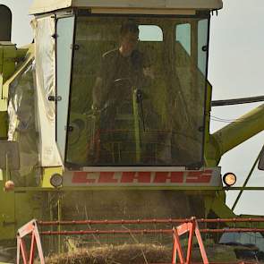 De combine was oorspronkelijk zonder cabine. Zoons Henk-Jan en Steven hebben vorig jaar zelf een cabine in elkaar gesleuteld van allerlei onderdelen. 'Eerder was het veel meer stofhappen', zegt Van der Struik senior.