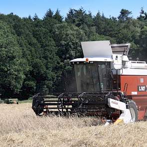 Terwijl Nibbeling nog volop aan het dorsen was, reed veehouder Bosman al rond met de stropers van John Deere.