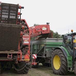 De rooier kan 5 tot 6 ton in de bunker meenemen. De peen gaat in het veld in de hooglosser.