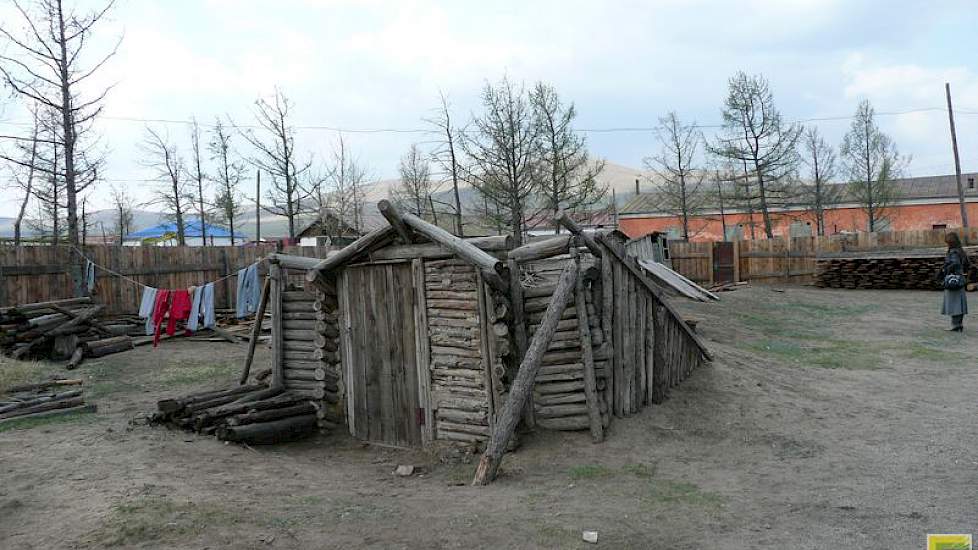 Kistemaker was eerder in Mongolië. Dit is een ondergrondse aardappelopslagruimte in dit land.