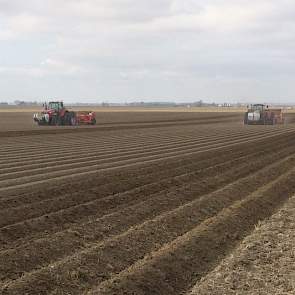 Op 3 mei is Bennen begonnen met het poten van de aardappelen, in totaal circa 420 hectare. Deze zitten er nu in, en Bennen is bezig met ruggen frezen.