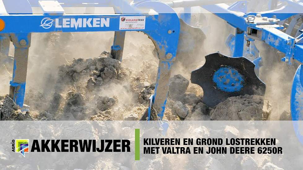 Kilveren en grond lostrekken met Valtra en John Deere 6250R