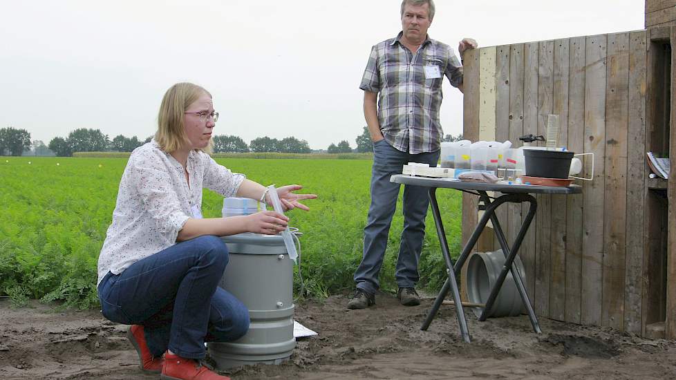 Landbouwbodems kunnen koolstof en broeikasgassen als methaan zowel uitstoten als opnemen. In een vierjarige proef probeert onderzoeker Sytske Drost duidelijk te krijgen om welke hoeveelheden het gaat. Daarvoor neemt ze regelmatig luchtmonsters uit een ton