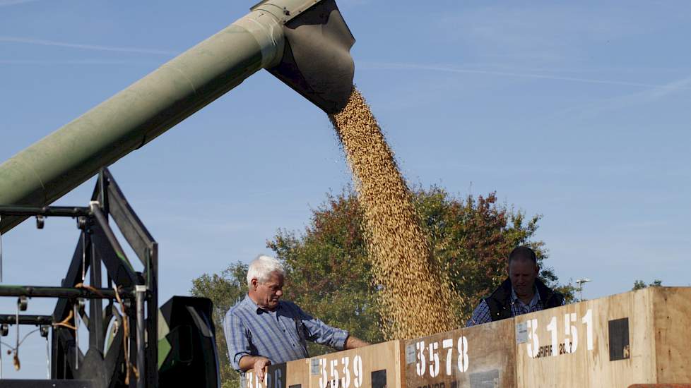 Na de oogst zijn negen kistboxen vol sojabonen op transport gegaan naar Agrifirm in Emmeloord voor schoning, droging en opslag. Uiteindelijk gaan de Groesbeekse sojabonen naar producent Alpro voor verwerking in een van hun sojaproducten.