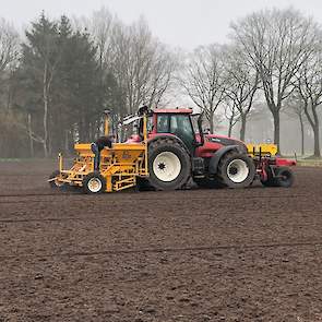 Franje Onions uit Waarde (ZL) plantte deze week zijn eerste uien voor oogst 2020 bij het Brabantse Ossendrecht.