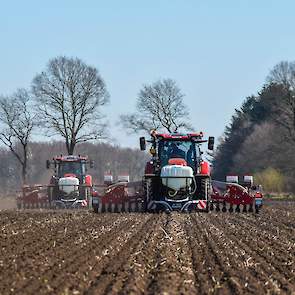 Vorige week vrijdag is Haaijer voor het eerst uitgerukt met de zaaimachine. De eerste dagen werd er nog mondjesmaat gezaaid, maar sinds dinsdag is het volle bak. „Het is de storm na de stilte: akkerbouwers hebben door de vele regen lang moeten wachten voo