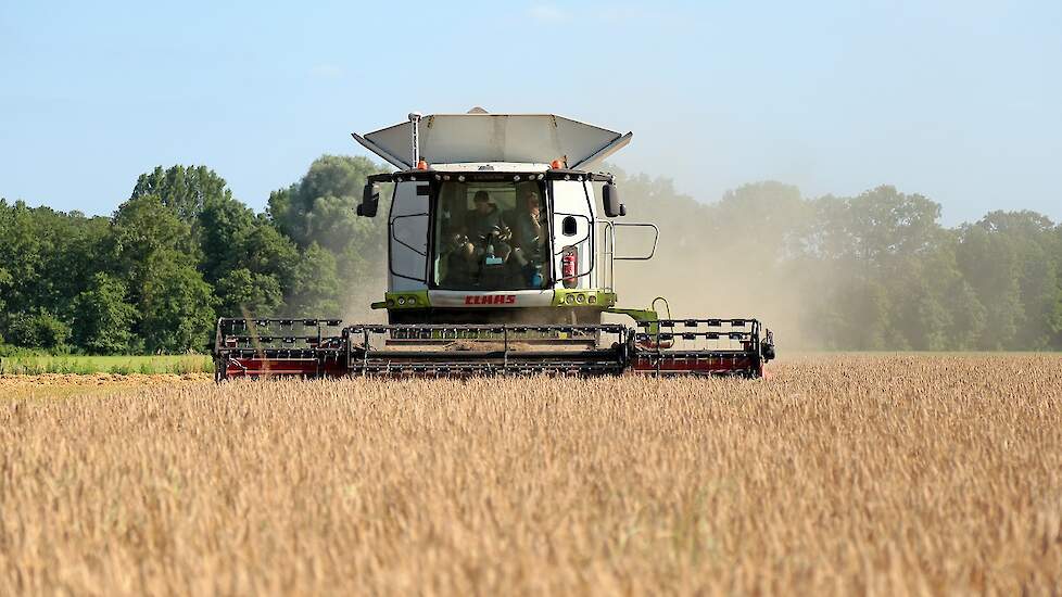 Miste dorst met een Claas Lexion 780 uit 2015. „De grootste die toen te krijgen was", vertelt eigenaar Henk Lensink.