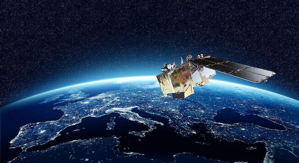 Een satelliet boven Europa.