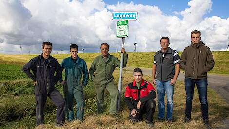 Van links naar rechts: Nick, Merijn en Daan Goense, Bram, Peter en Driek van Nieuwenhuijzen.