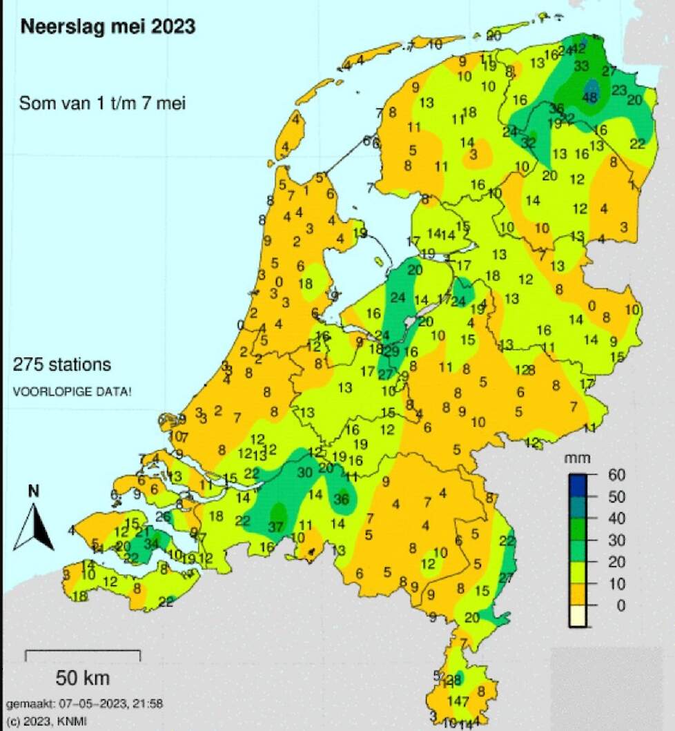 De neerslag in beeld.