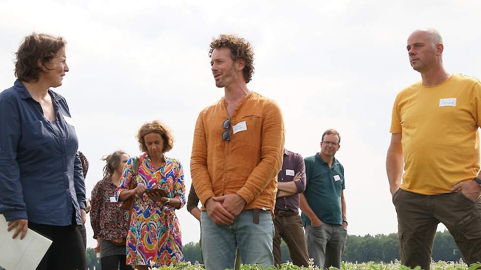 Veldbezoek lupineveld Randwijk met Maria van Boxtel van Land&amp;Co Bram van der Hulst en André Jurrius