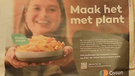 In onder andere het Financieel Dagblad plaatste Cosun een advertentie met de kop: 'Maak het met plant'.