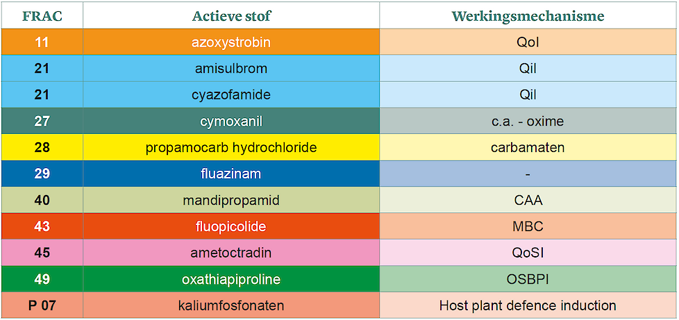 Kleurenschema Phytophthora
