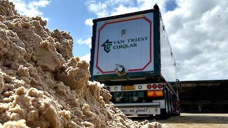 Eerste persvezels uit verwerking zetmeelaardappelen naar Friese melkveehouder