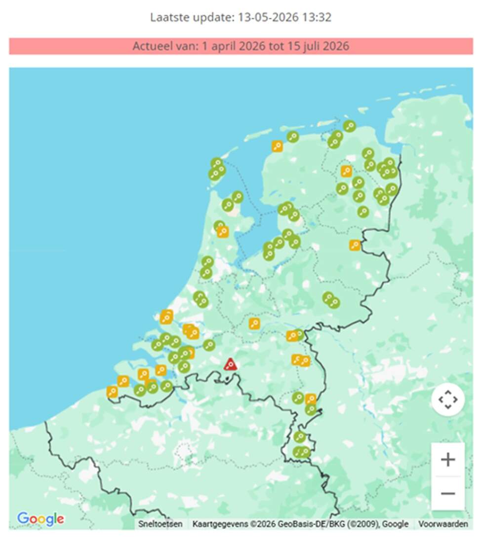 Bladluiswaarschuwingskaart (13-05-2026, 13:32 uur).