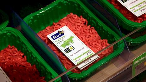 Bio+ half om half gehakt varkensvlees en rundvlees verpakking