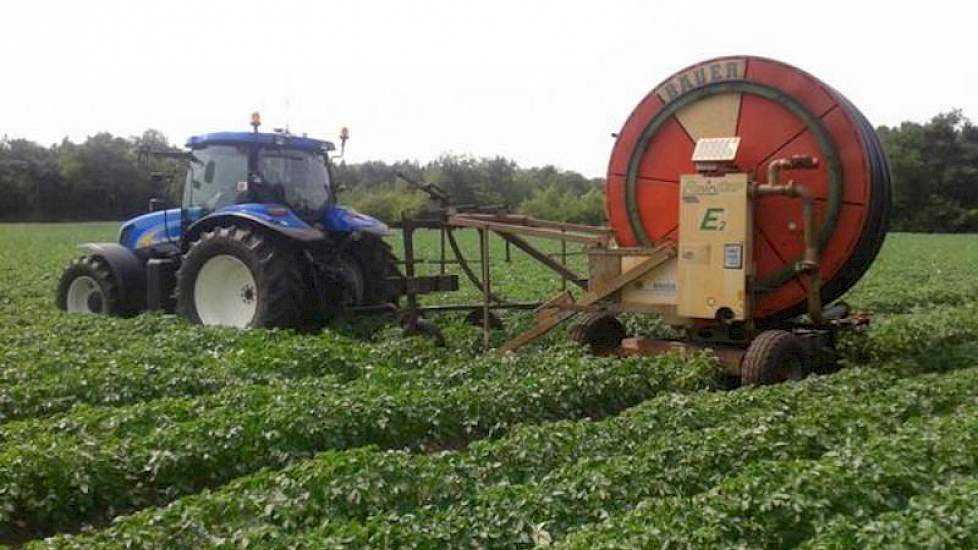 In Brabant gaan de beregeningshaspels aan. Akkerbouwer Twan van der Heijden uit Soerendonk gaat zijn aardappelen beregenen. 'Ik ben benieuwd of hij na woensdag naar binnen kan', zegt hij op twitter.