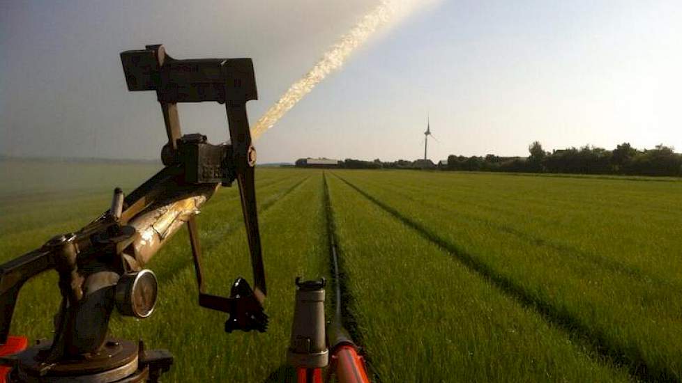 Loonbedrijf Hoogland uit Burgervlotbrug beregent 1e jaars plantuien.